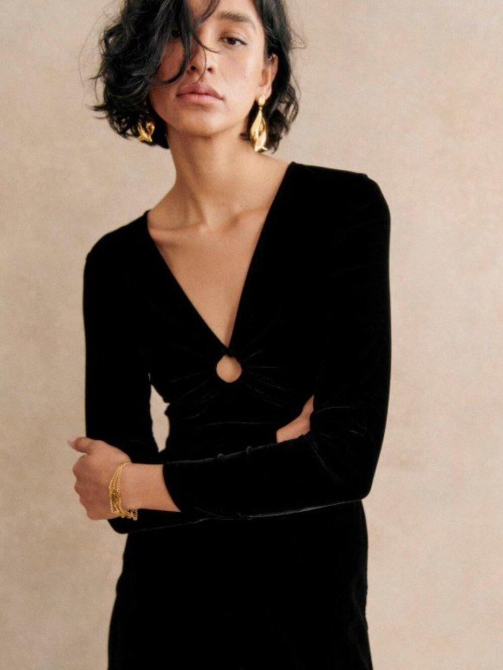 Sézane RARE Adja Dress in Black Velvet Size 38/US 6